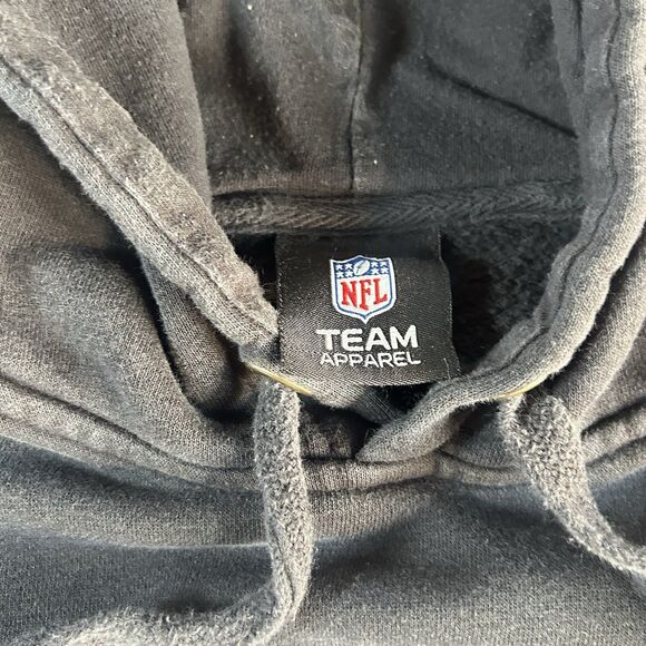 Vintage New York Jets Graphic Hoodie Men’s Medium Black Fleece Pullover Logo NFL - Picture 7 of 11